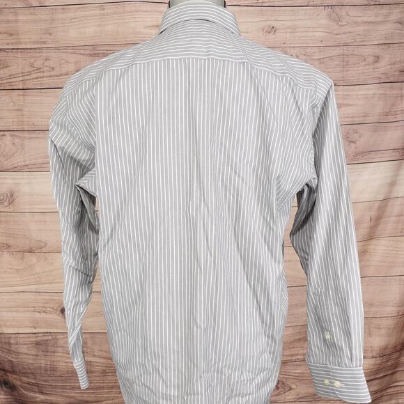 Pronto Uomo Shirt Mens 16 32/33 Stripe Long Sleeve Non-Iron Platinum - Picture 4 of 7